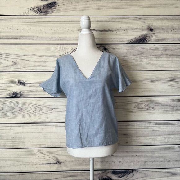 Madewell Sundrift Blue Lightweight Ruffle Sleeve Top - Picture 5 of 11